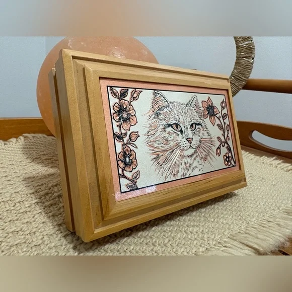 🦋2 For $50🦋Artisan Handcrafted Wooden Jewelry Box - Picture 2 of 3